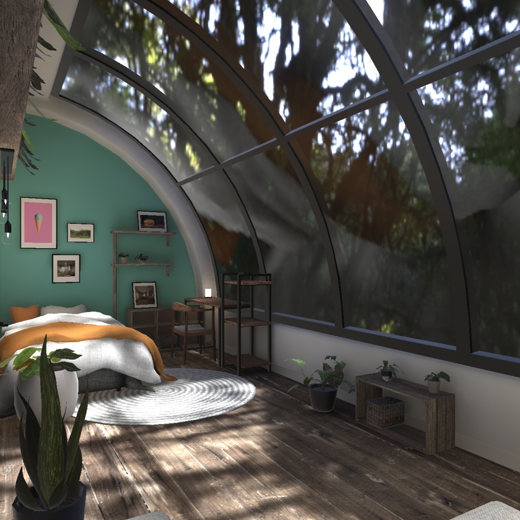 【3D背景】緑とアーチ窓のお部屋【Unity】