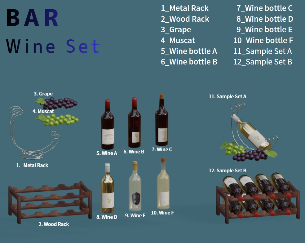 BAR ワインボトルセット (Wine Bottle set)
