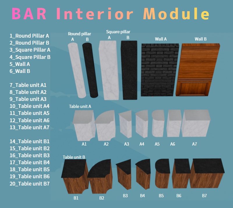BAR インテリア構築セット (BAR Interior module set)