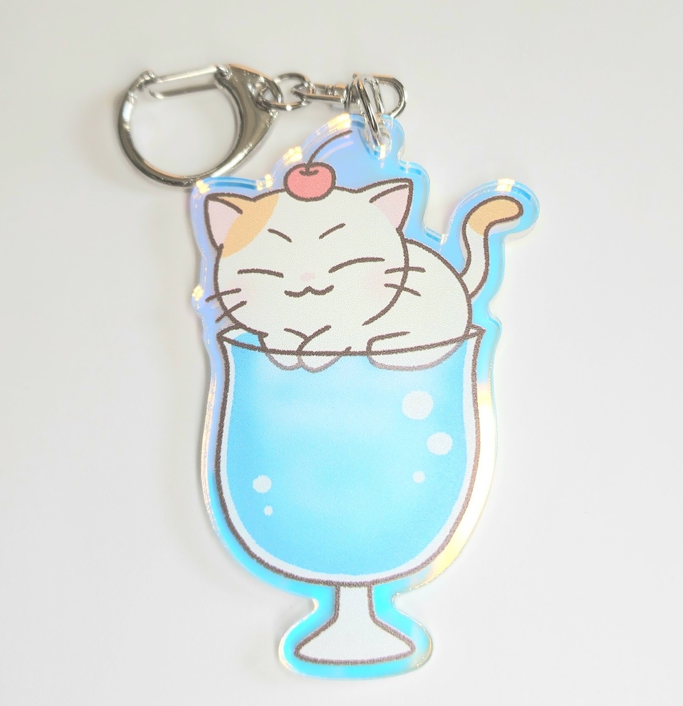 2.猫まんじゅうクリームソーダ オーロラアクリルキーホルダー【50mm×75mm】