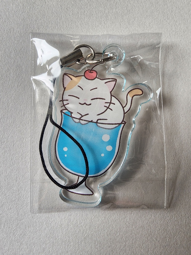 27. 猫まんじゅうクリームソーダ アクリルキーホルダー ストラップ【50mm×50mm】