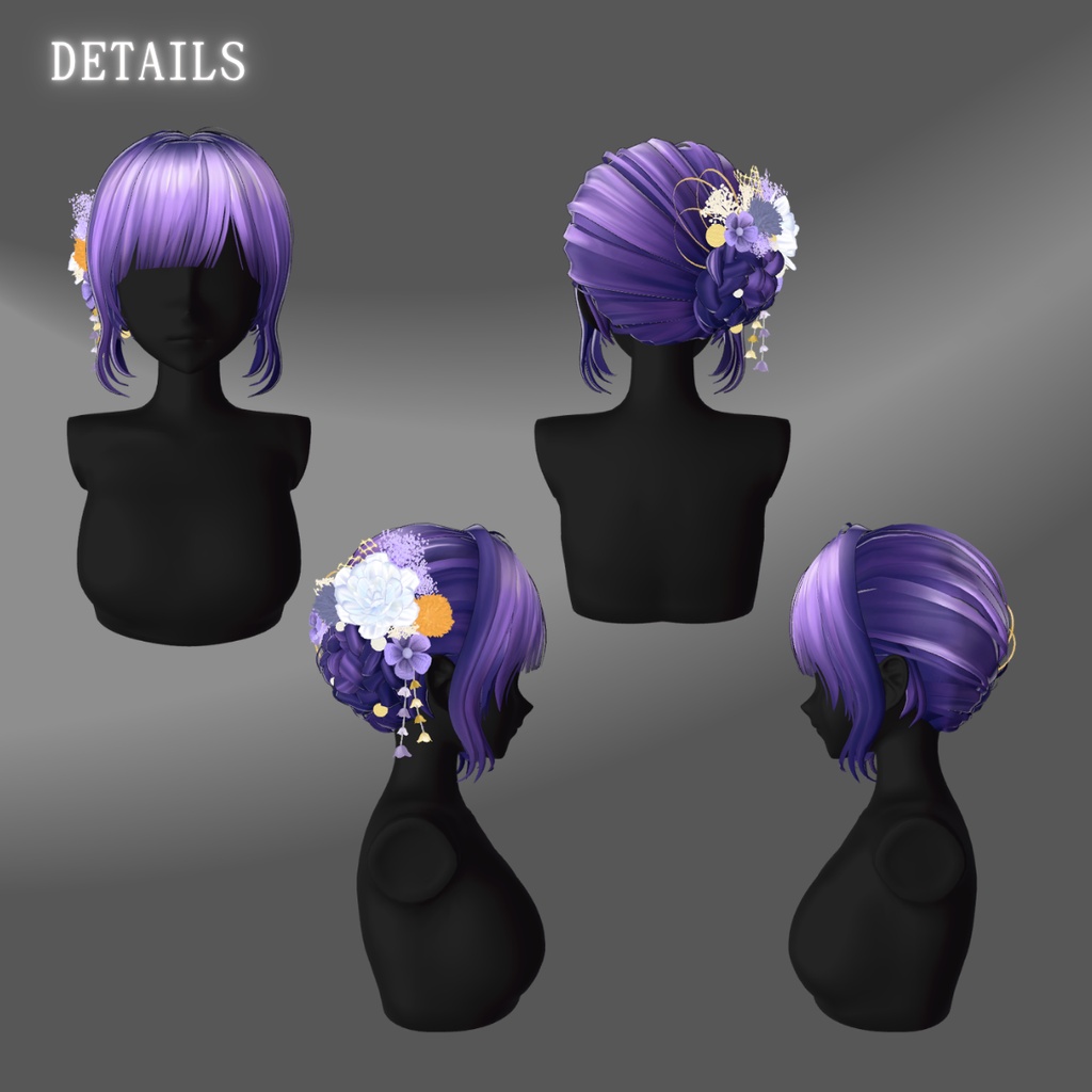 花結びお団子ヘア -Floral Bun Hairstyle-【VRChat対応】