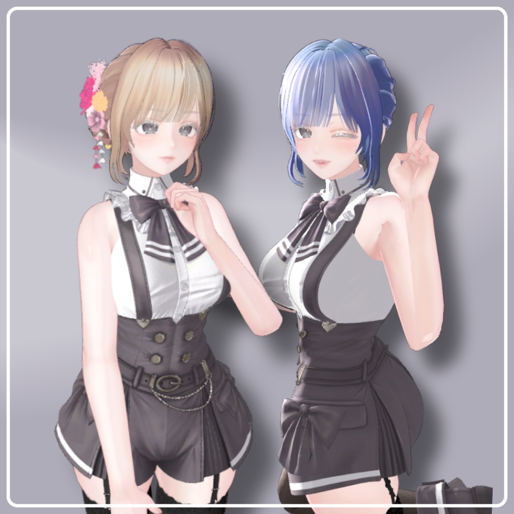 花結びお団子ヘア -Floral Bun Hairstyle-【VRChat対応】