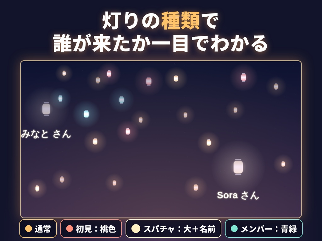【無料/わんコメ連携/OBS用】Lumen ランタン|コメントで夜空に灯りが増えるオーバーレイ(無料版)|Lumen Overlayわんコメテンプレートわんコメ配信素材素材配信者向け無料素材背景透過オーバーレイ記念配信