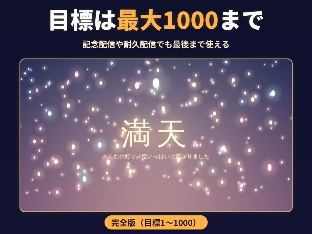 【無料版あり/わんコメ連携/OBS用】Lumen ランタン|コメントで夜空に灯りが増えるオーバーレイ(完全版)背景透過 3テーマ|Lumen Overlay
