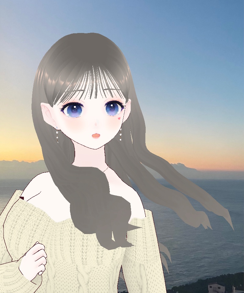 [vRoid] See-Through Bangs Thick Wavy Hairstyle