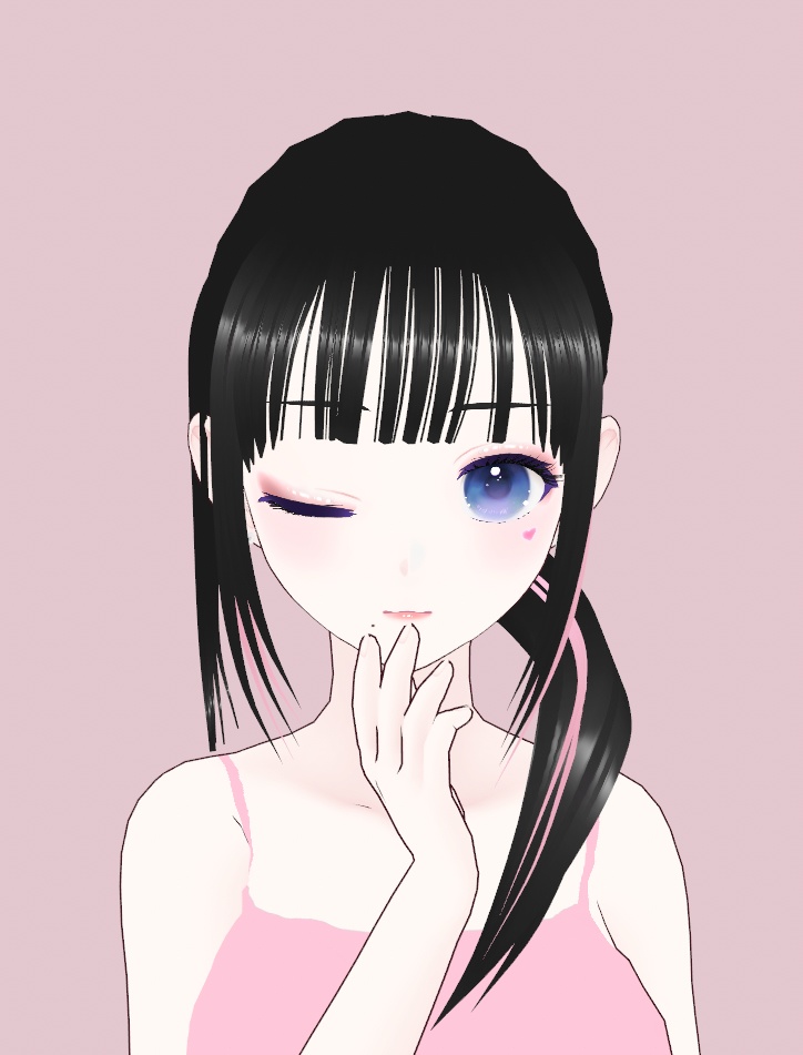 [vRoid] See-Through Bangs, Ponytail, and point Bridge Hairstyle