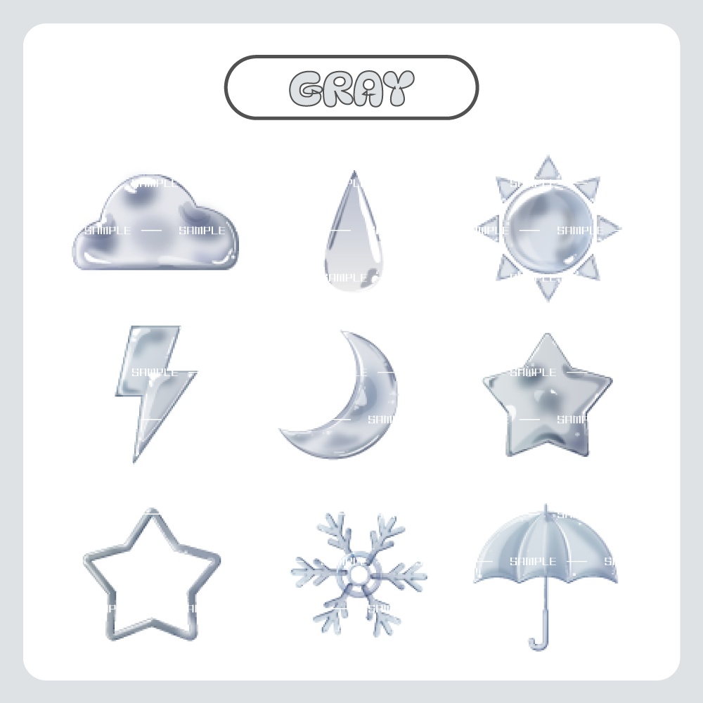 【わんコメ】透け感スタンプ ✦天気ver.✦【カラバリ7色】