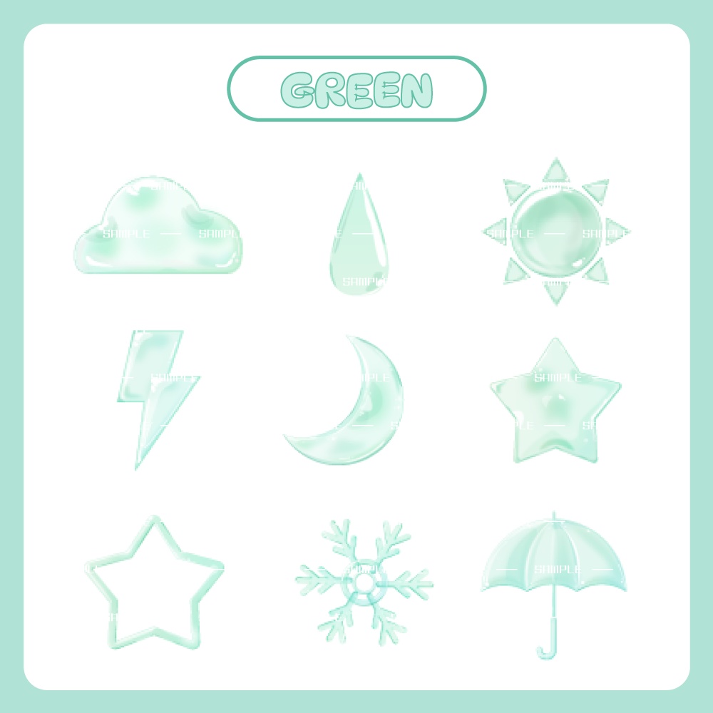 【わんコメ】透け感スタンプ ✦天気ver.✦【カラバリ7色】