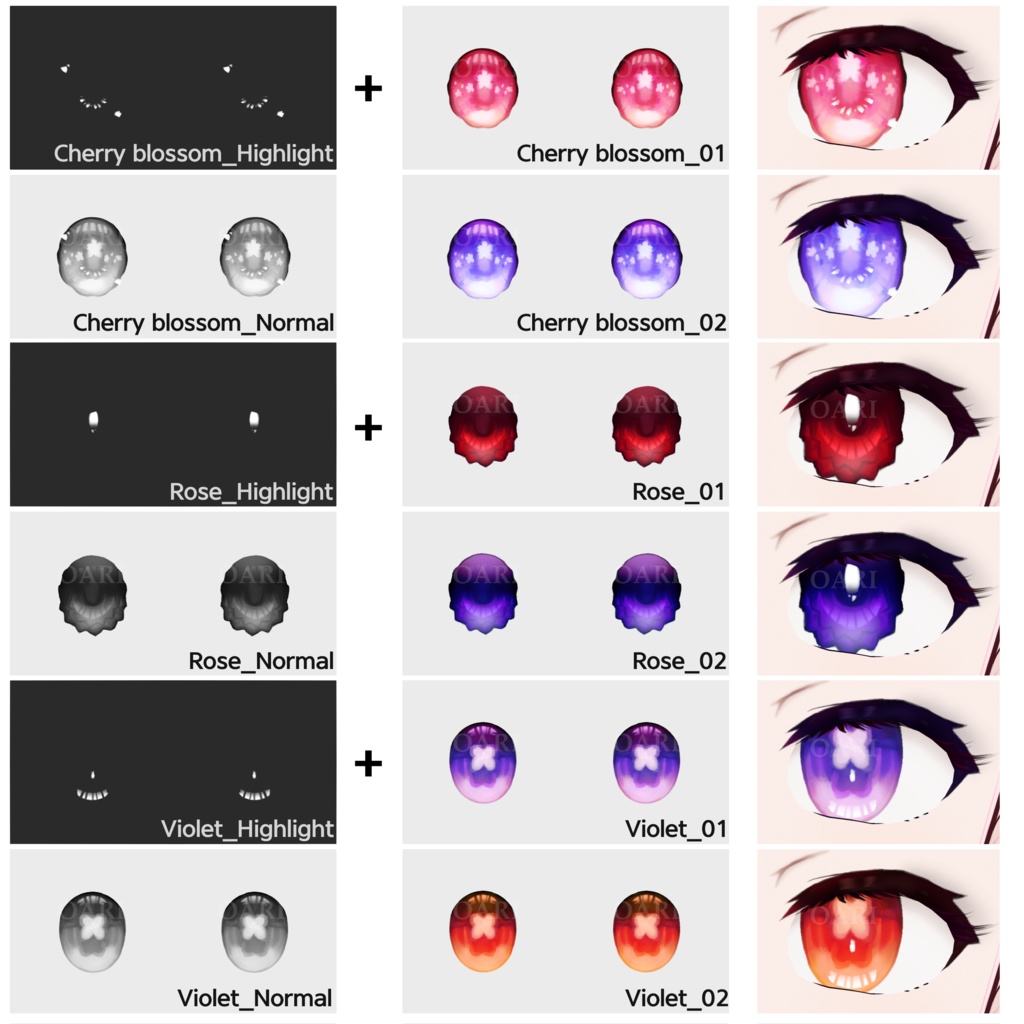 【VRoid】花瞳テクスチャセット / Flower iris textures