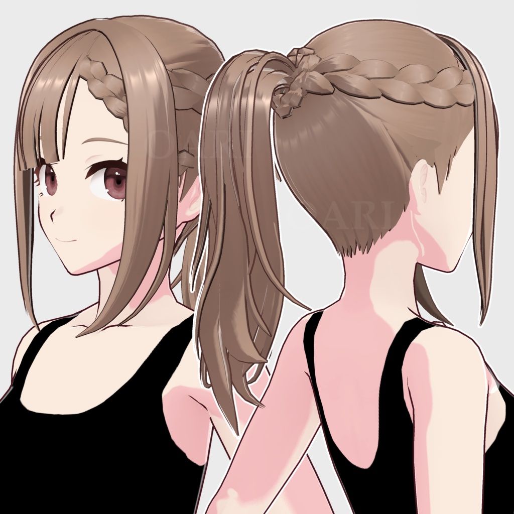 【VRoid】三つ編みポニーテールヘアプリセット / Braid ponytail hair preset