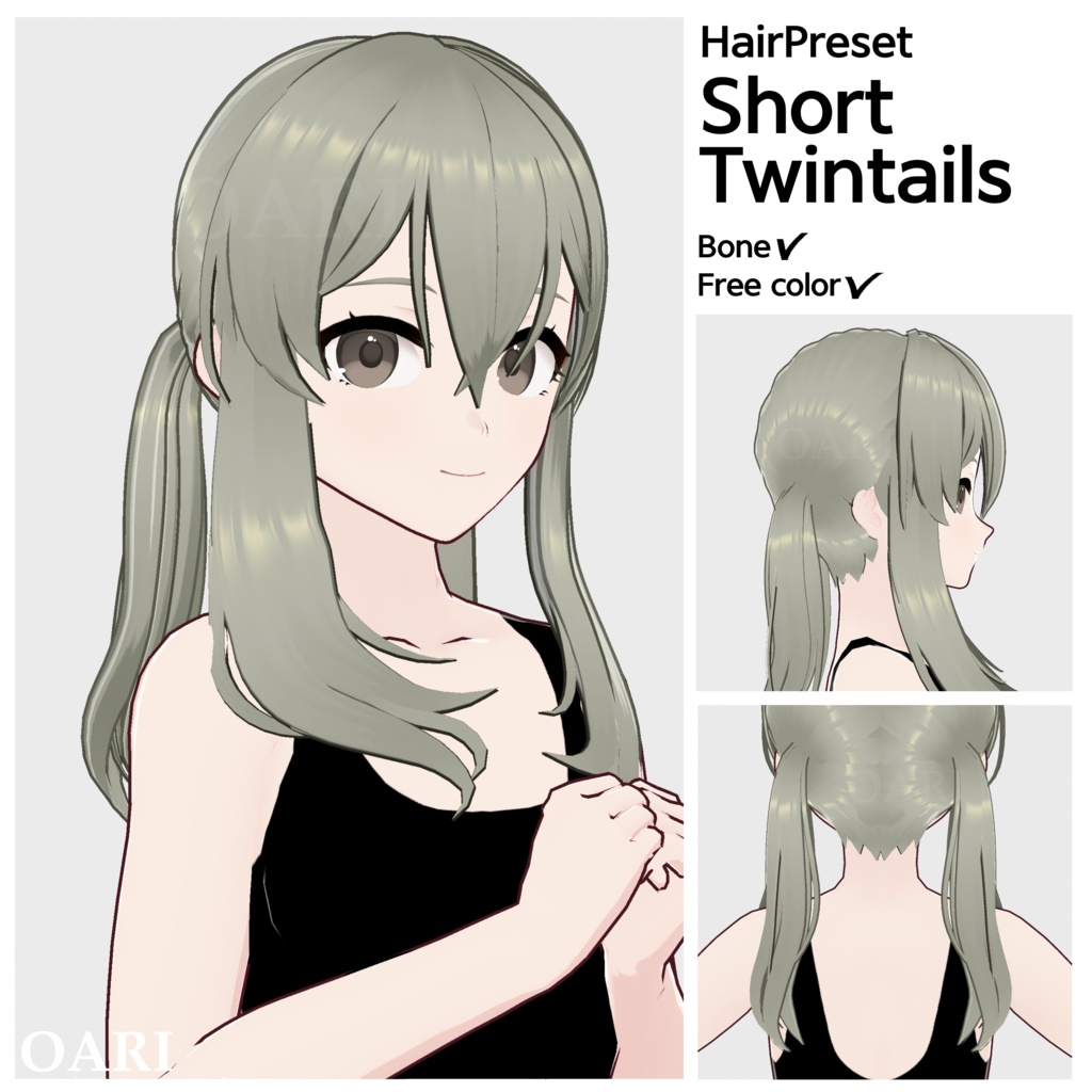 【VRoid】ショートツインテールヘアプリセット / Short twintail hair preset
