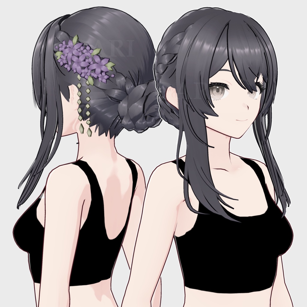 【VRoid】フラワーブレイドヘアプリセット / Flower braid hair preset