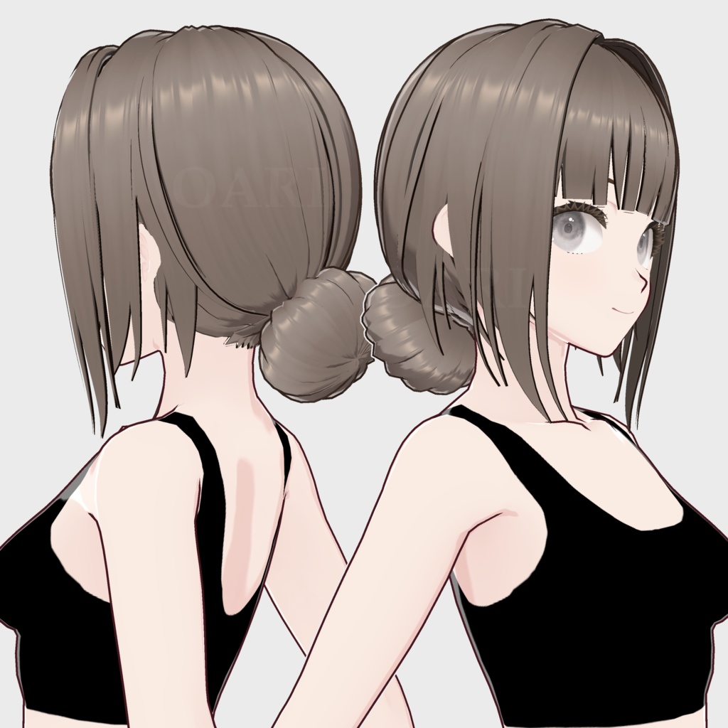 【VRoid】お団子ヘアプリセット / Low bun hair preset
