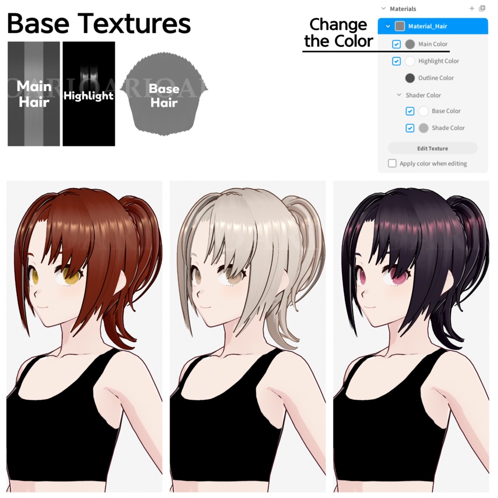 【VRoid】ハイポニーテールヘアプリセット / High ponytail hair preset
