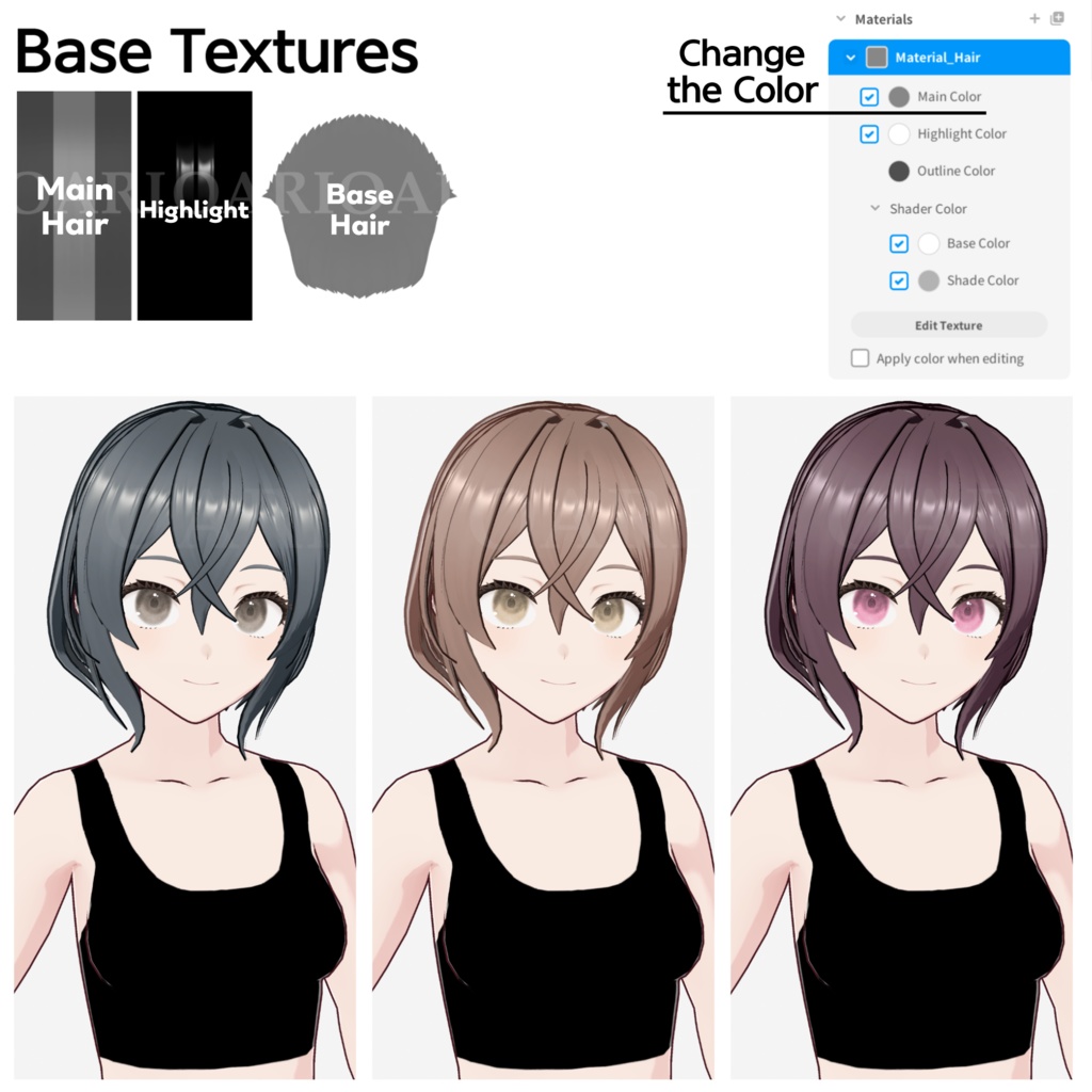 【VRoid】ショートボブヘアプリセット / Short bob hair preset