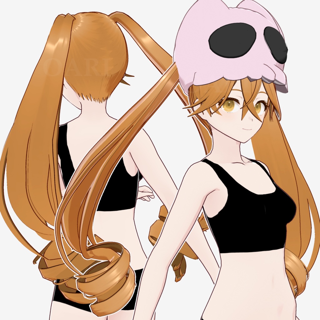 【VRoid】ロングツインテールヘアプリセット / Long twintail hair preset