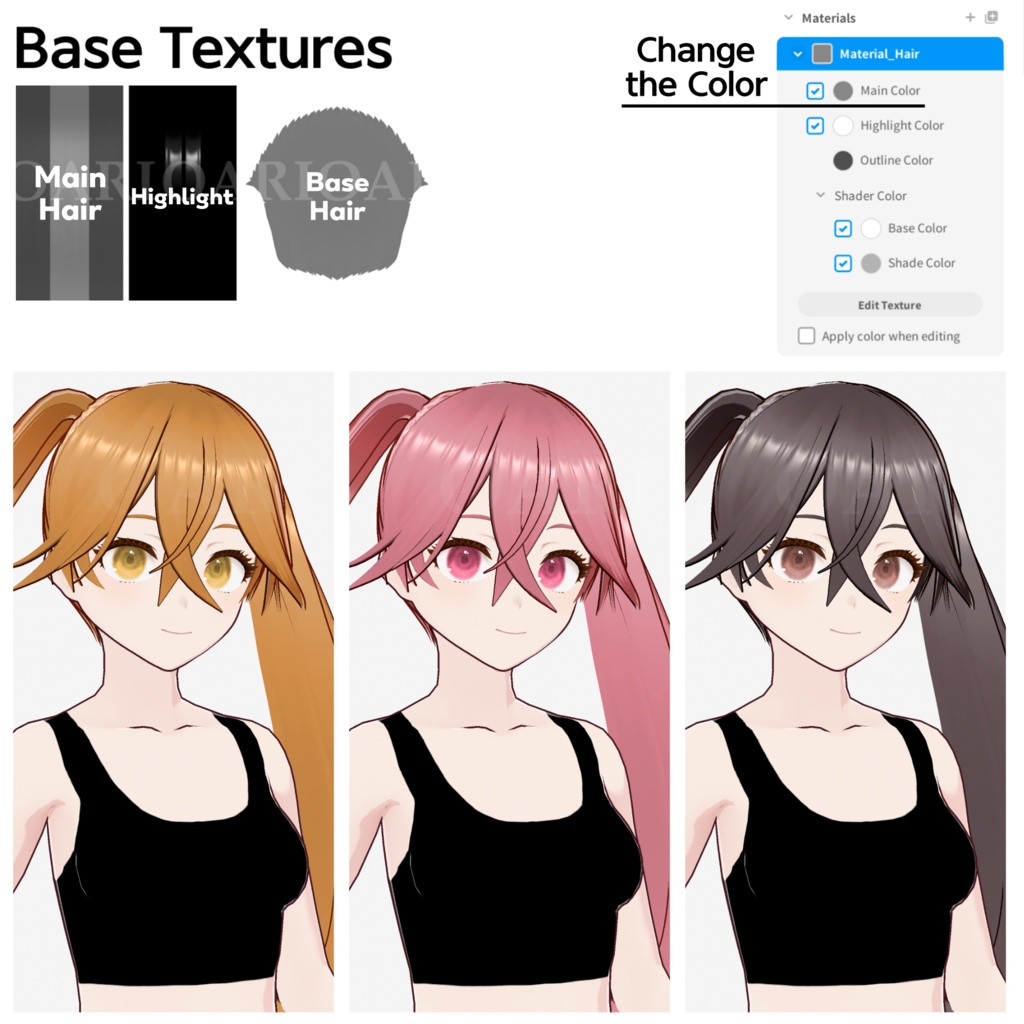【VRoid】ロングツインテールヘアプリセット / Long twintail hair preset