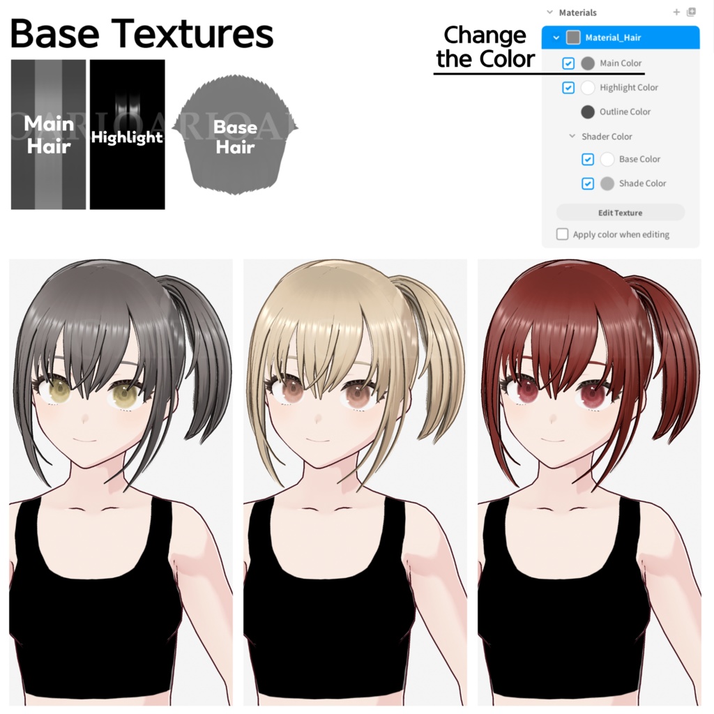 【VRoid】サイドハイポニーテールアプリセット / Side high ponytail hair preset