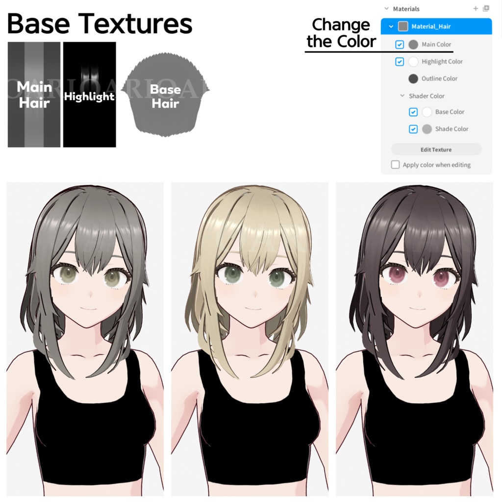 【VRoid】セミロングヘアプリセット / Semi long hair preset