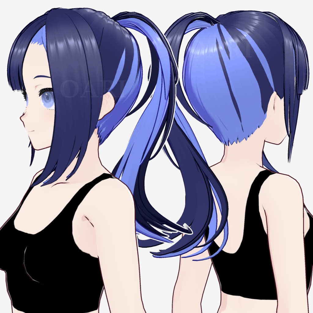 【VRoid】ツートンポニーテールヘアプリセット / Two tone ponytail hair preset