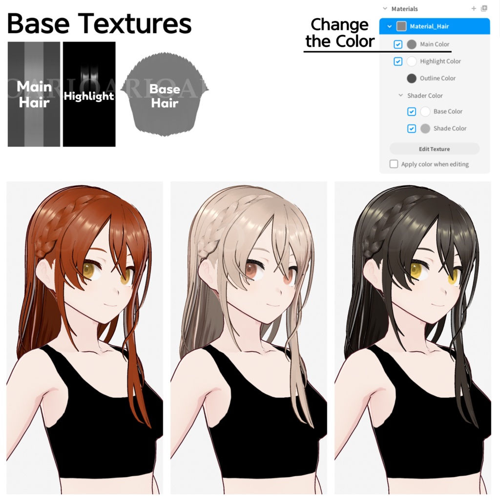 【VRoid】三つ編みロングヘアプリセット / Long hair with braids preset