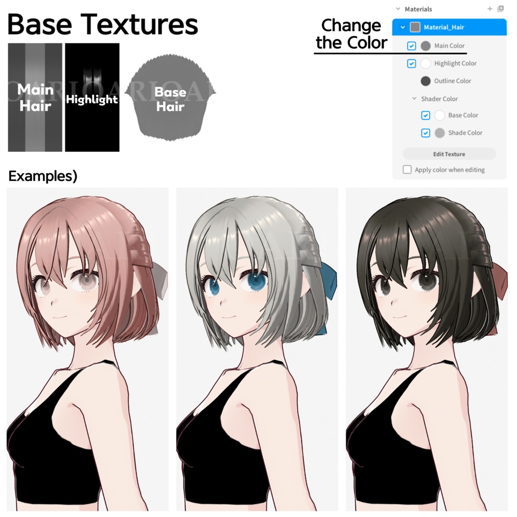 【VRoid】ショートボブヘアプリセット / Short bob hair preset