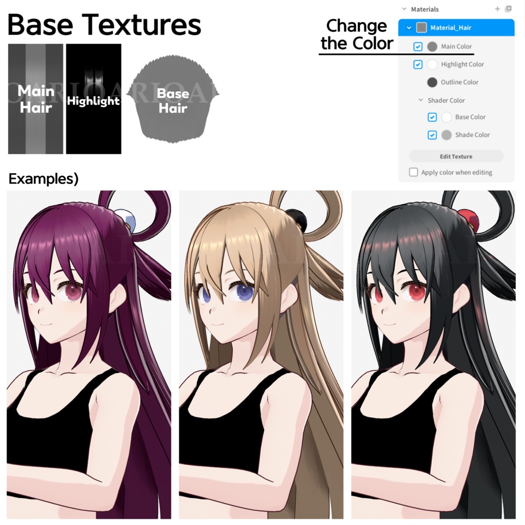 【VRoid】お団子ハーフアップヘアプリセット / Half-up bun hair preset