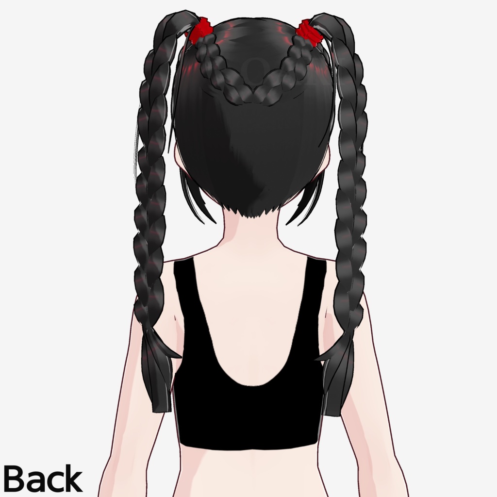 【VRoid】三つ編みツインテールヘアプリセット / Braided twintail hair preset