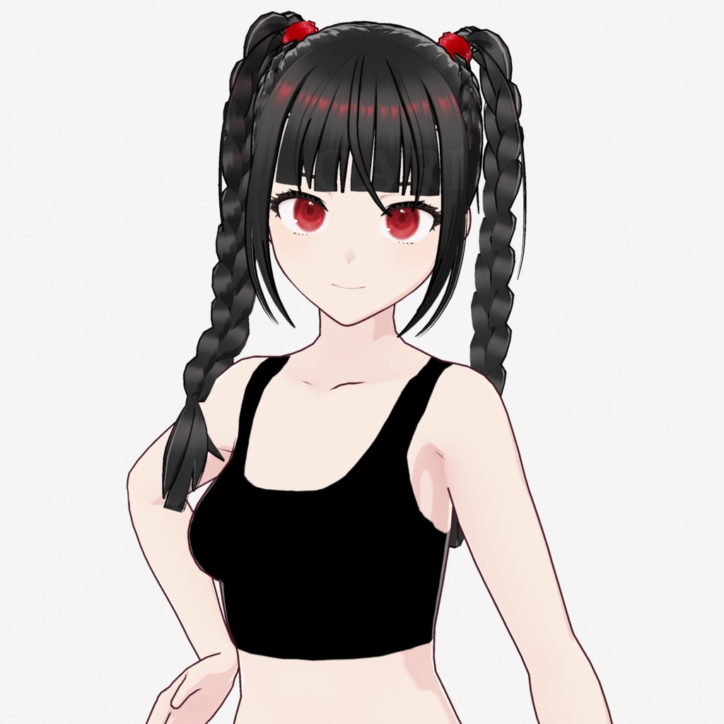【VRoid】三つ編みツインテールヘアプリセット / Braided twintail hair preset