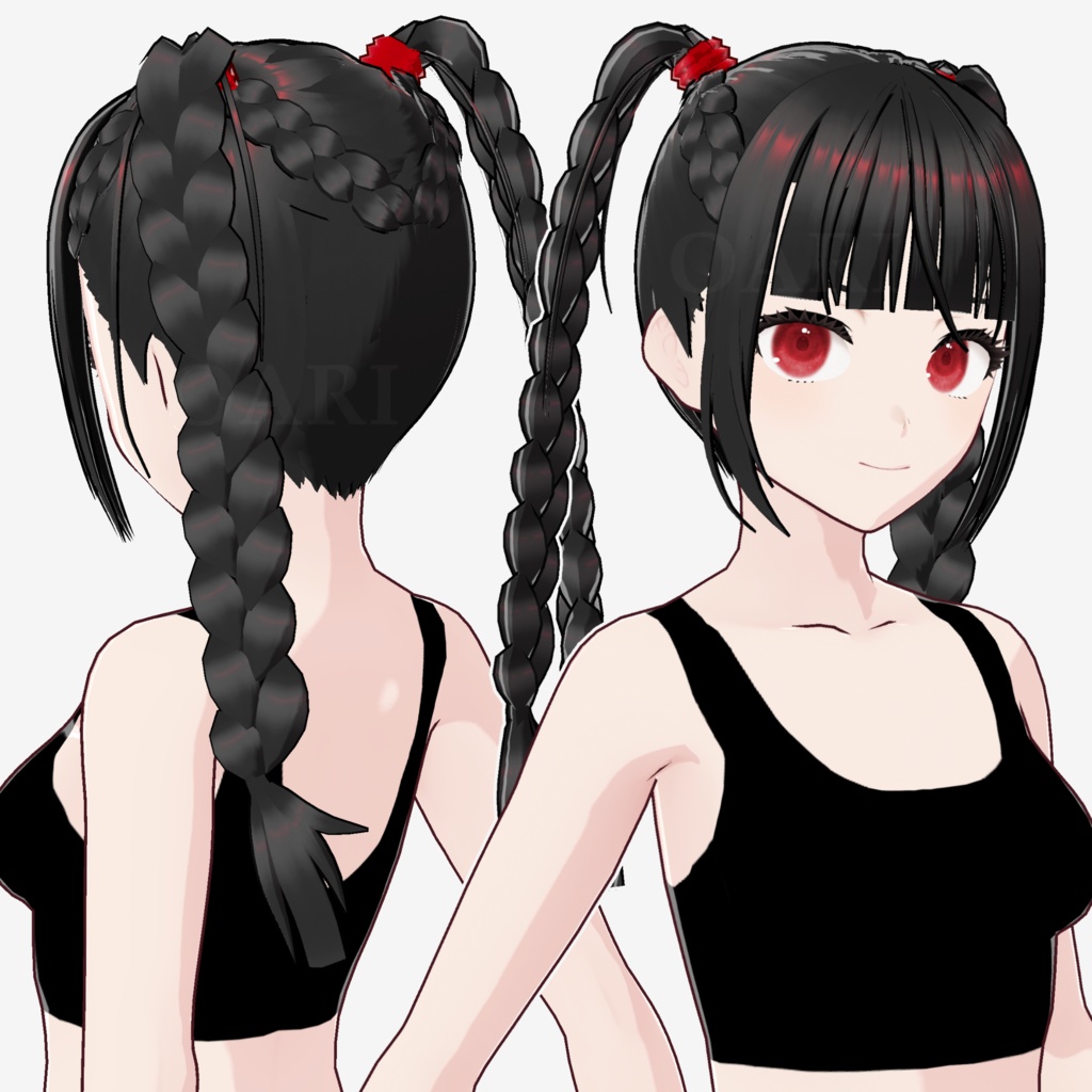 【VRoid】三つ編みツインテールヘアプリセット / Braided twintail hair preset