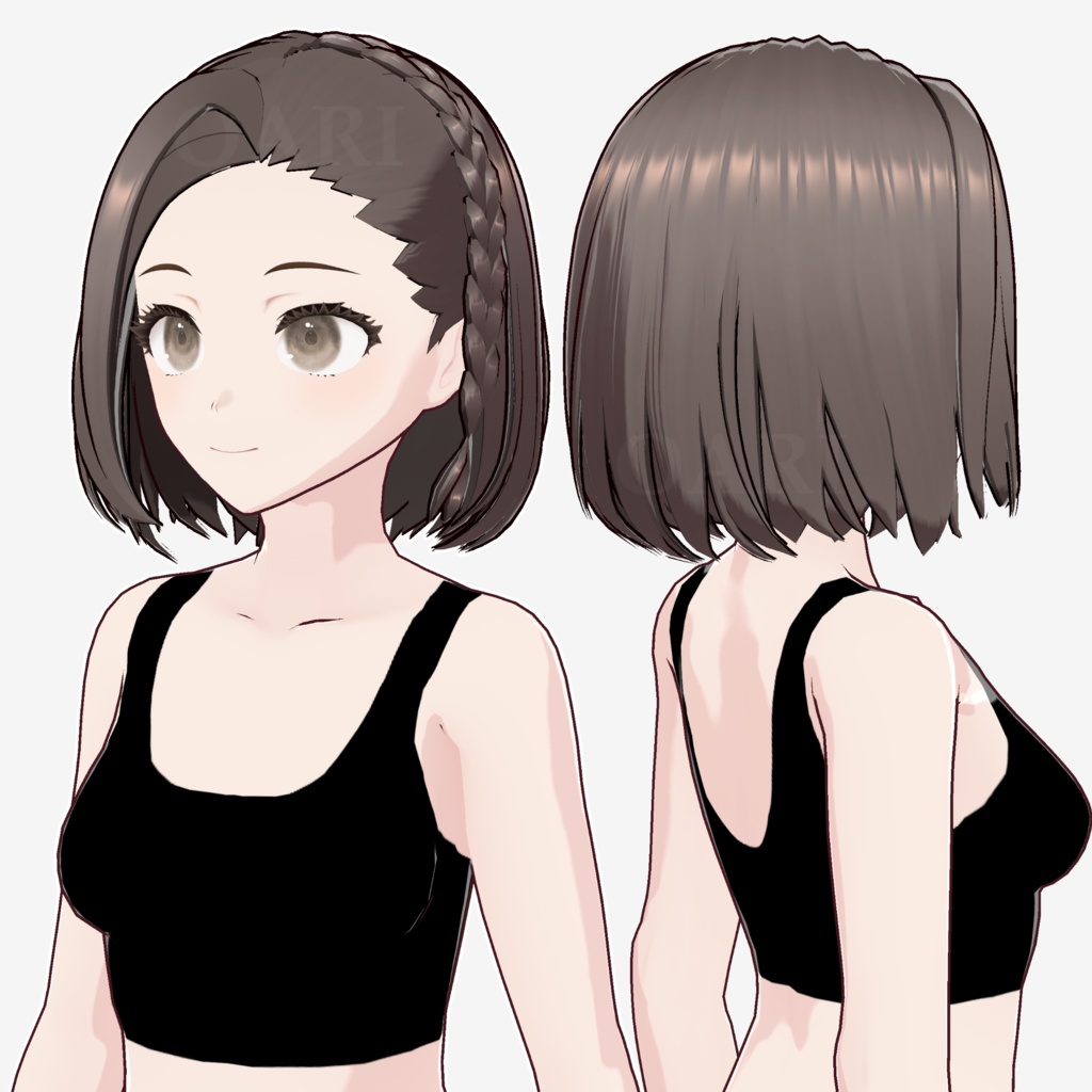 【VRoid】三つ編みアレンジボブヘアプリセット / Bob hair with braid preset