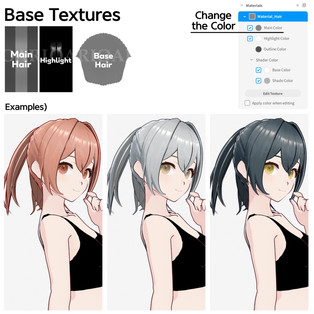 【VRoid】ポニーテールヘアプリセット / Ponytail hair preset