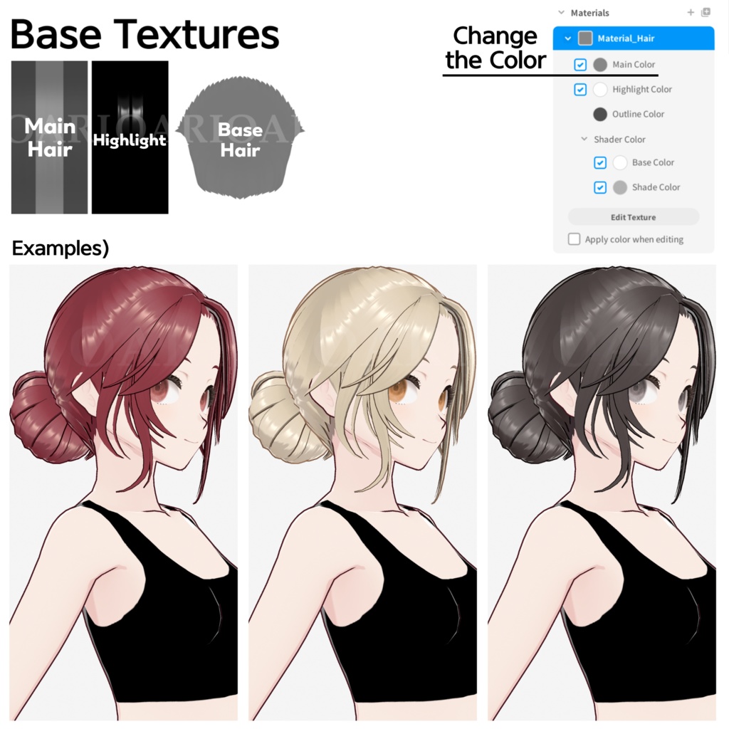 【VRoid】お団子ヘアプリセット / Low bun hair preset