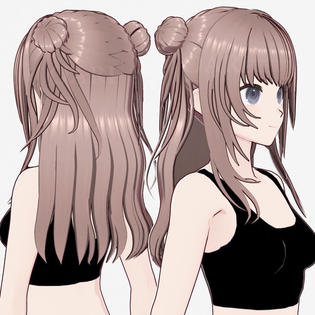 【VRoid】お団子ロングヘアプリセット / Long hair with buns preset