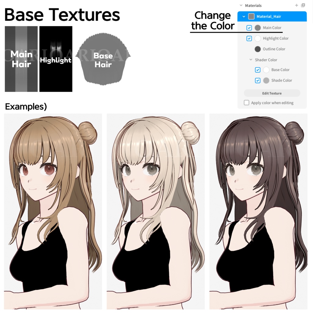 【VRoid】お団子ロングヘアプリセット / Long hair with buns preset