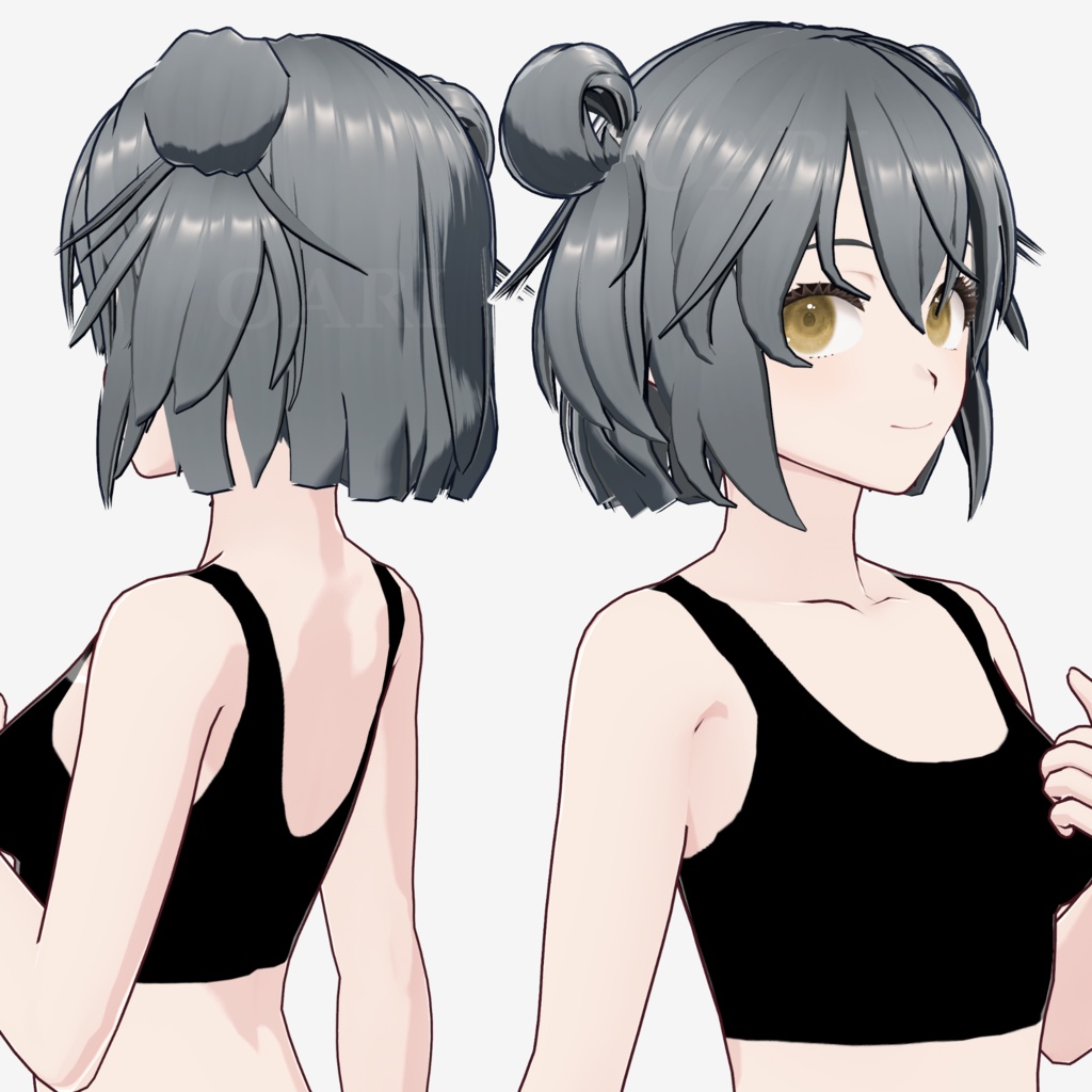 【VRoid】お団子ボブヘアプリセット / Bob hair with buns preset