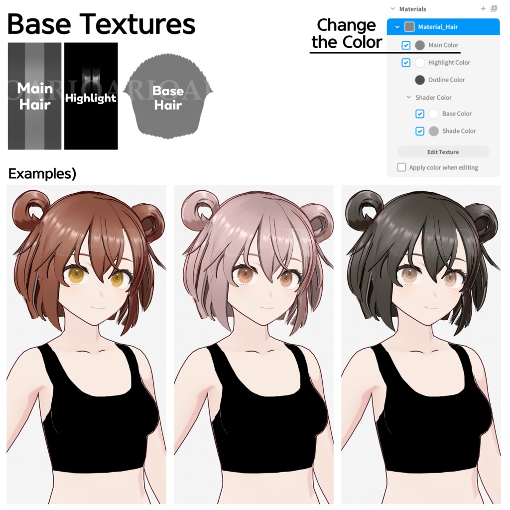 【VRoid】お団子ボブヘアプリセット / Bob hair with buns preset