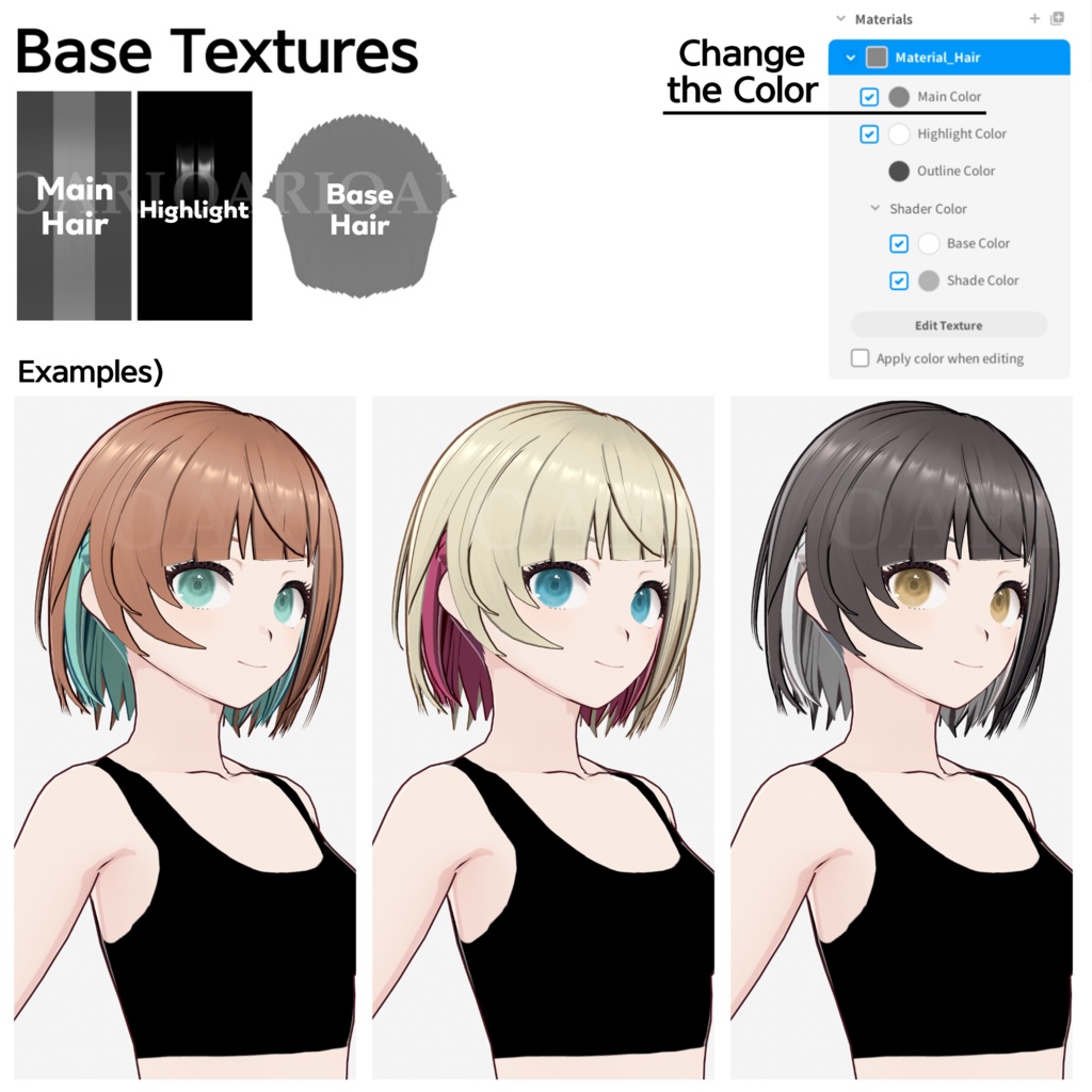 【VRoid】ストレートボブヘアプリセット / Straight bob hair preset