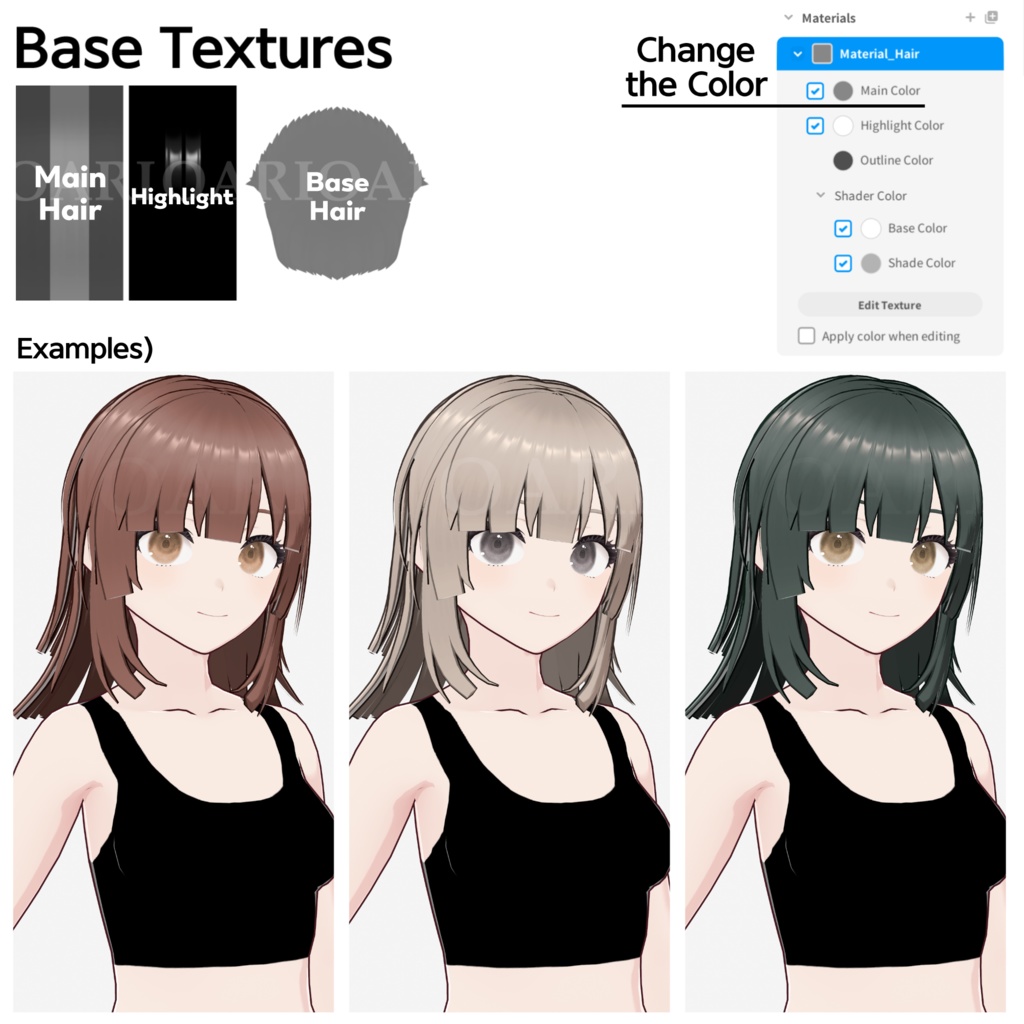 【VRoid】姫カットロングヘアプリセット / Hime long hair preset