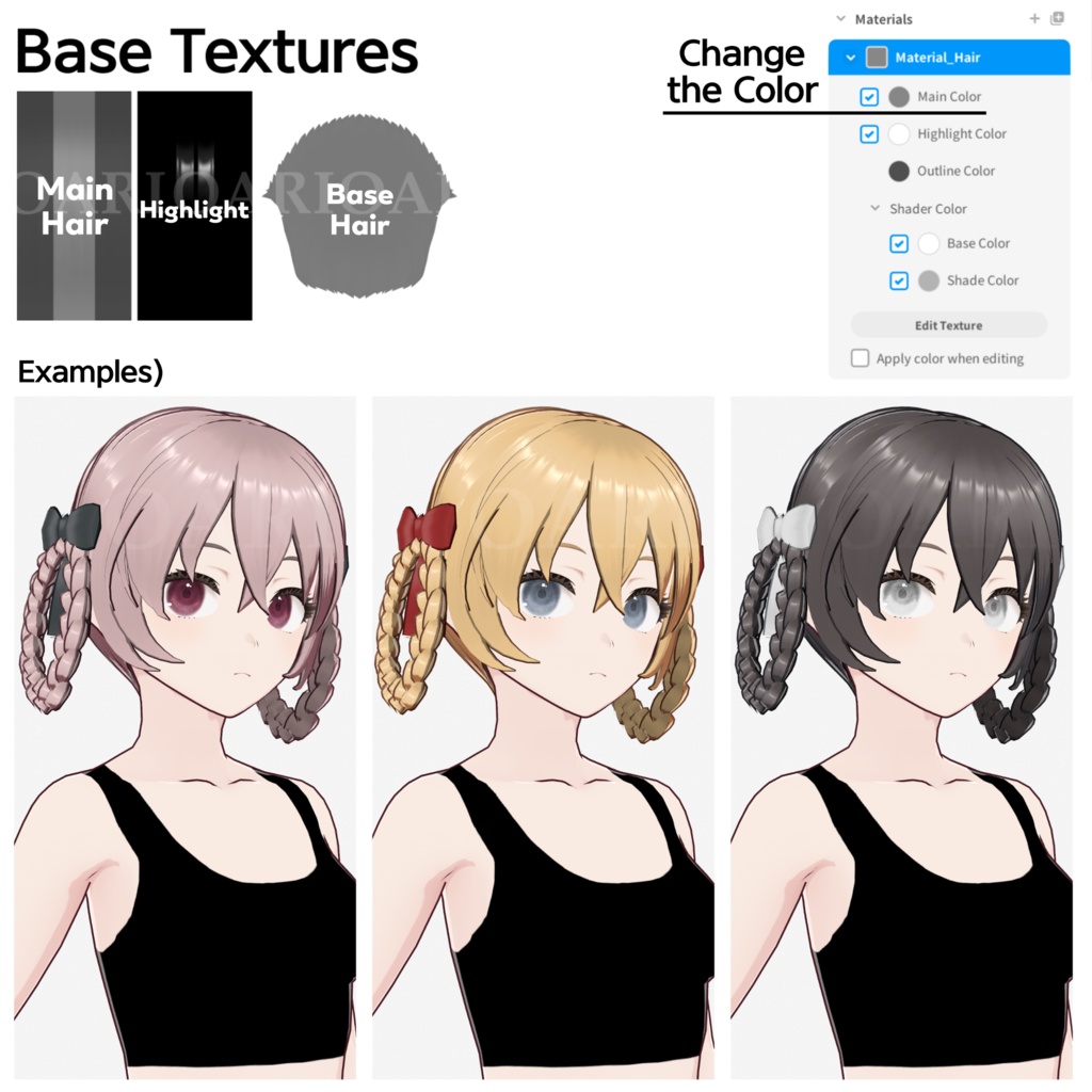 【VRoid】ダブルブレイドヘアプリセット / Double braid hair preset