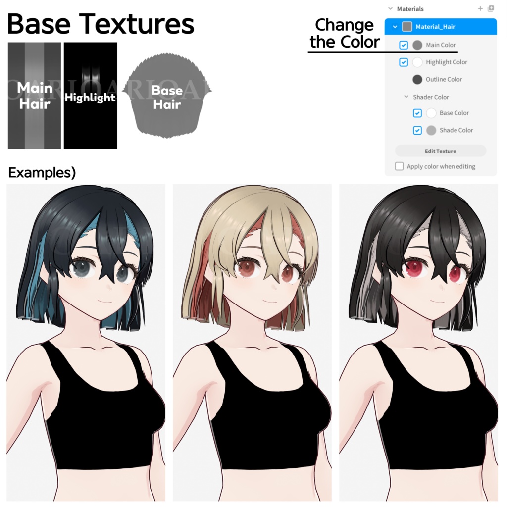 【VRoid】ストレートボブヘアプリセット / Straight bob hair preset