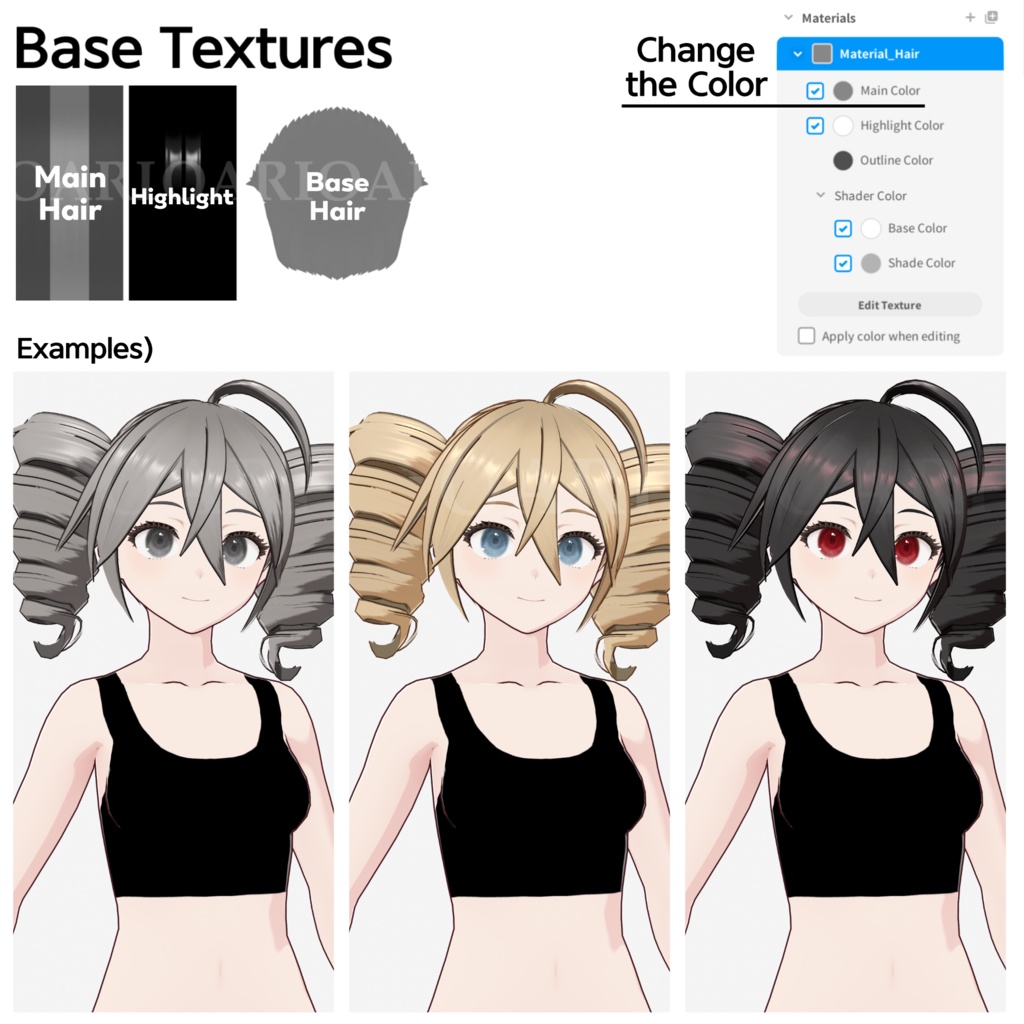 【VRoid】ツインドリルヘアプリセット / Twin drill hair preset
