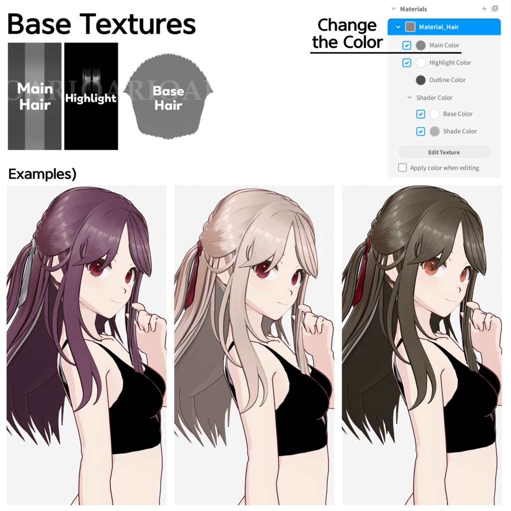 【VRoid】サイド三つ編みロングヘアプリセット / Side braid long hair preset