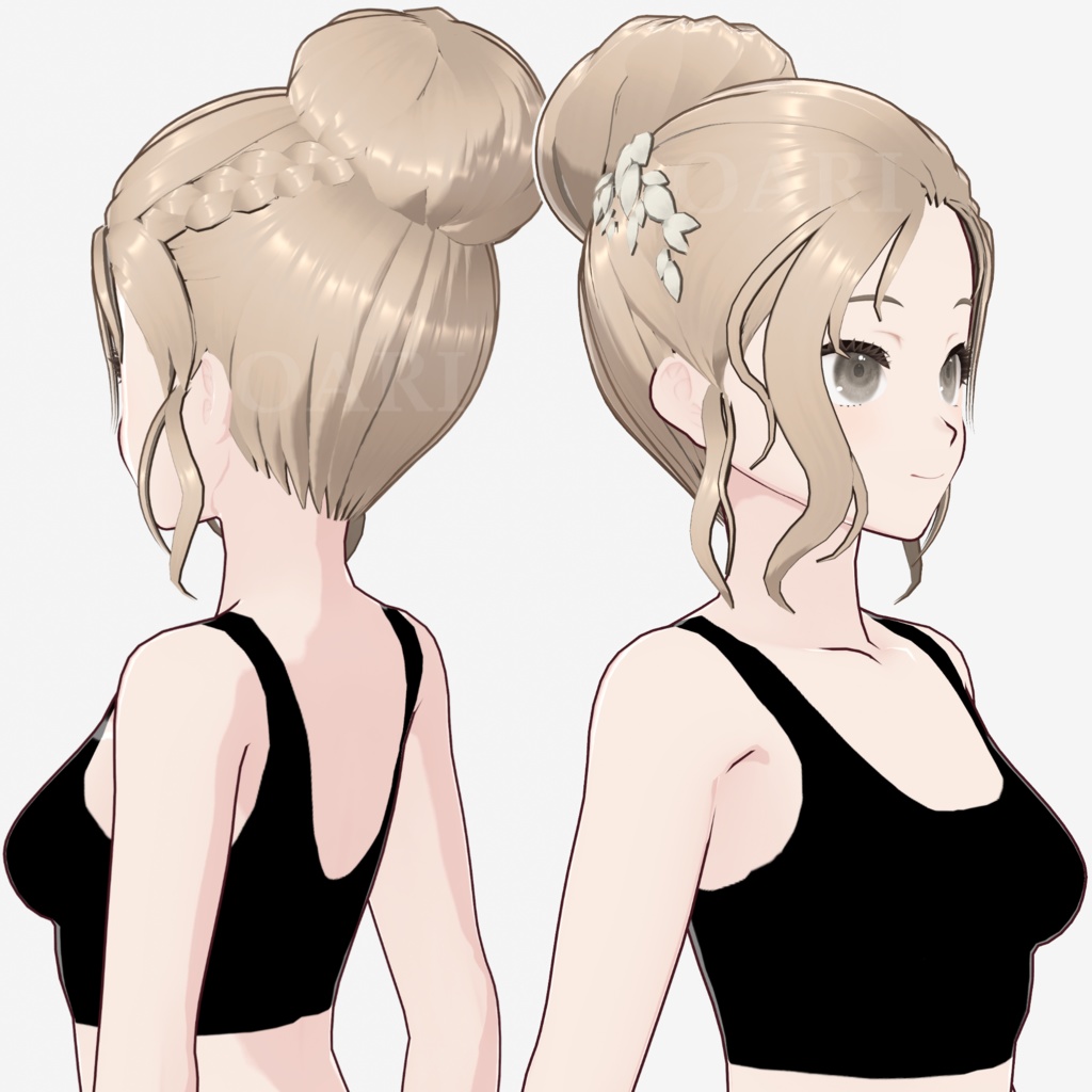 【VRoid】高めお団子ヘアプリセット / High bun hair preset