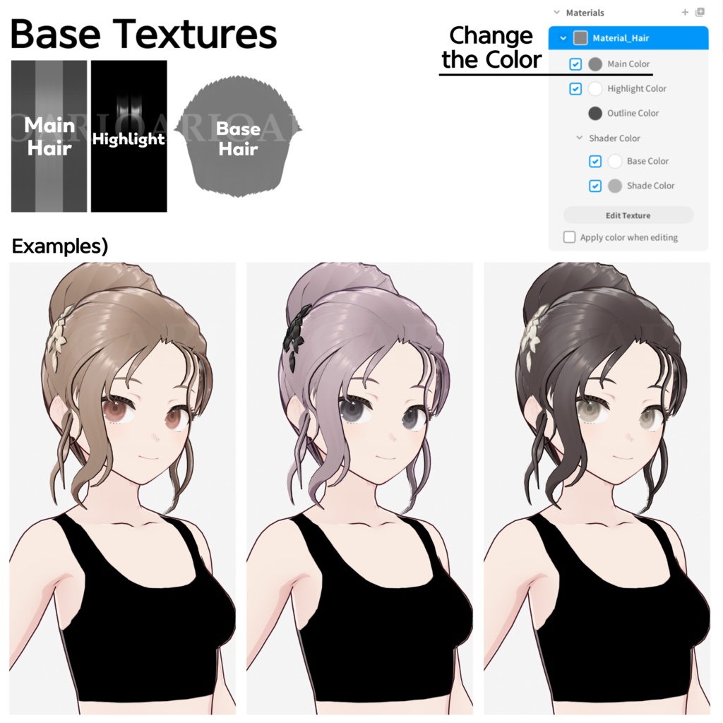 【VRoid】高めお団子ヘアプリセット / High bun hair preset