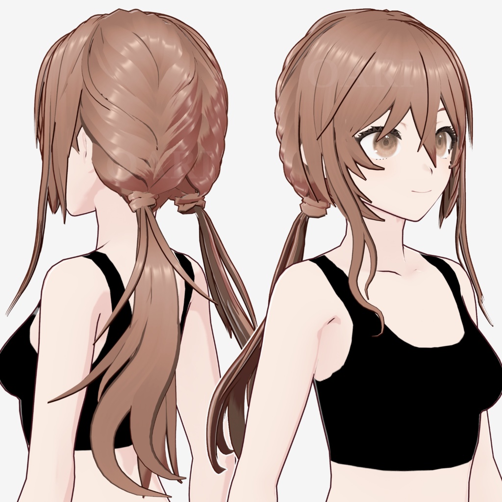 【VRoid】三つ編みツインテールヘアプリセット / Braided twintail hair preset