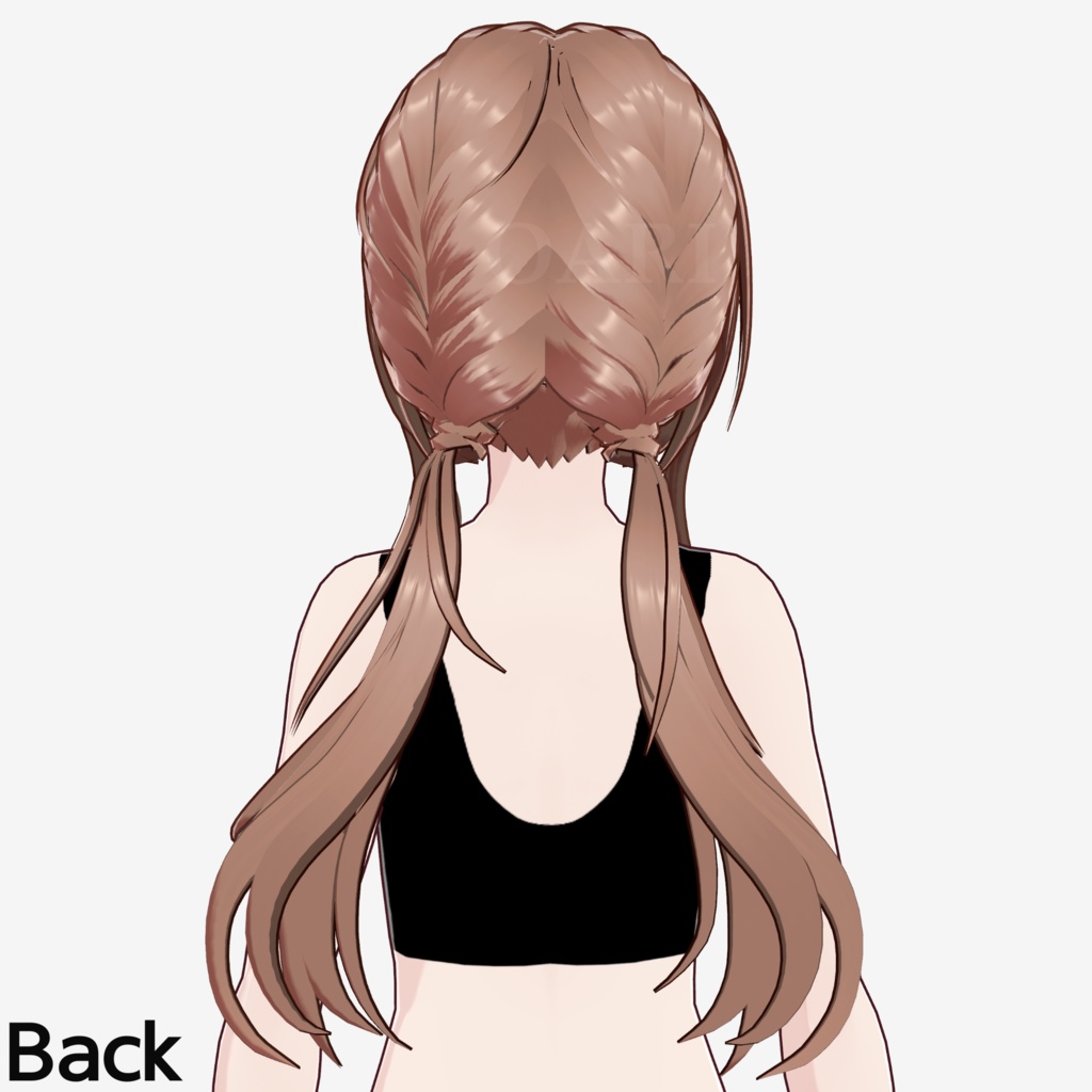 【VRoid】三つ編みツインテールヘアプリセット / Braided twintail hair preset