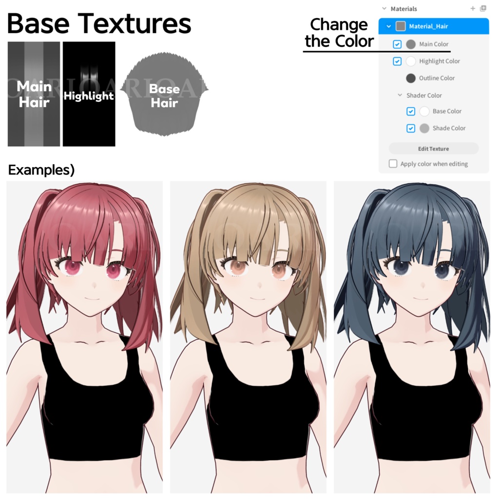 【VRoid】ツインテールヘアプリセット / Twintail hair preset