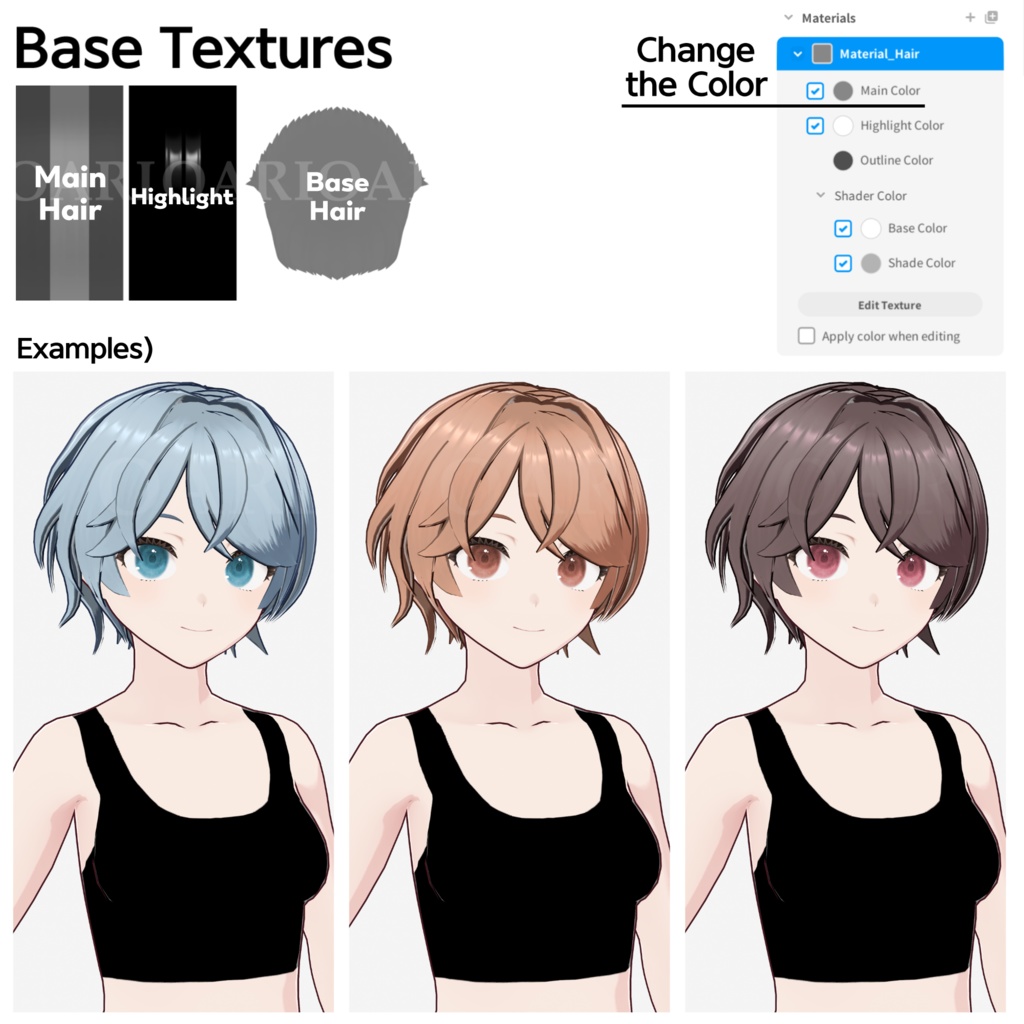 【VRoid】ショートウェーブヘアプリセット / Short wavy hair preset